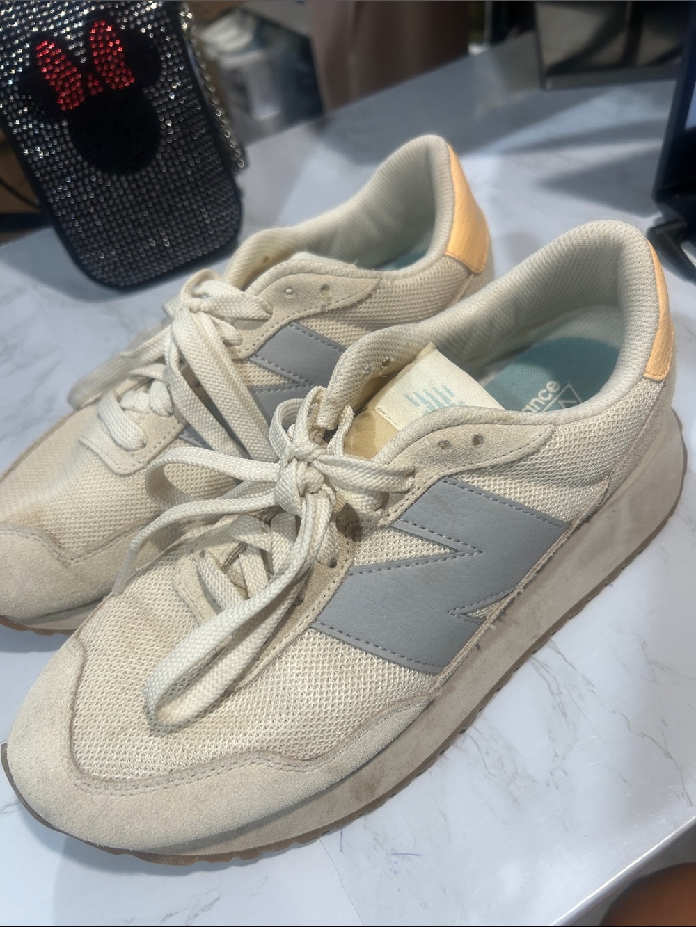 New Balance Women's Cream, Gray & Pale Yellow Retro Runner Sneakers